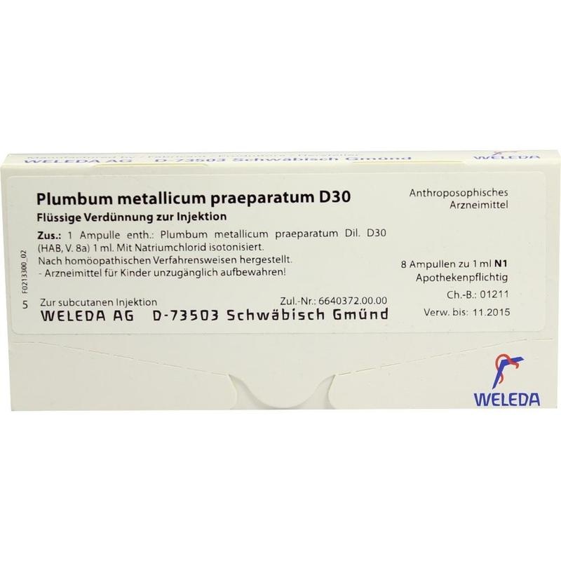 PLUMBUM METALLICUM praep. D 30 Ampullen