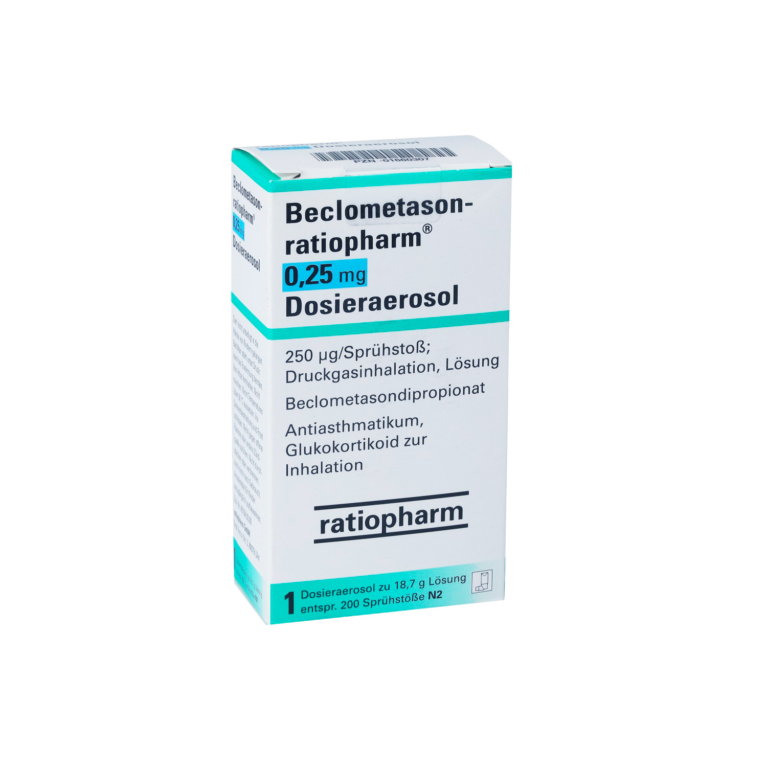 BECLOMETASON-ratiopharm 0,25mg Dosieraer.200 Hub