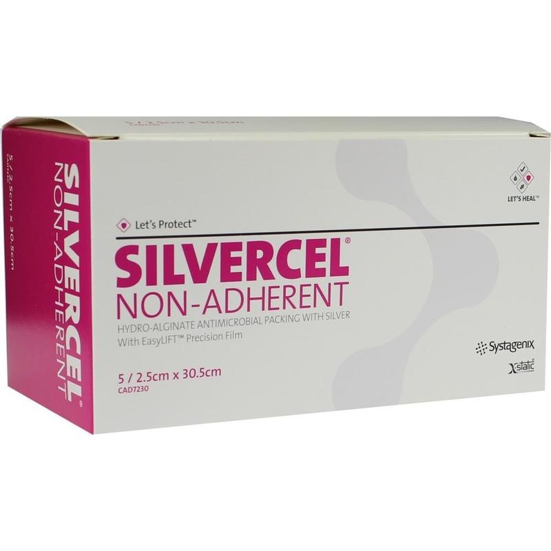 SILVERCEL non Adherent Hydroalgin.Tamp.2,5x30,5 cm