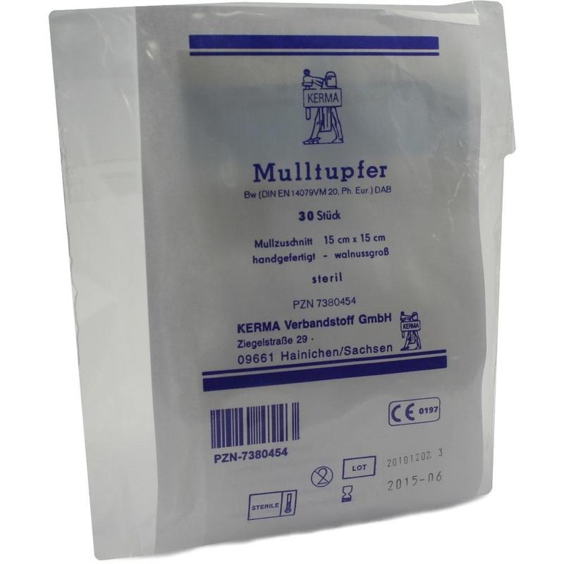 MULLTUPFER 15x15 cm walnussgroß steril