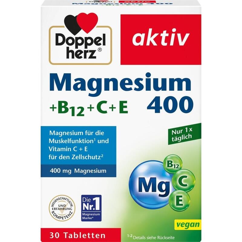 DOPPELHERZ Magnesium 400+B12+C+E Tabletten