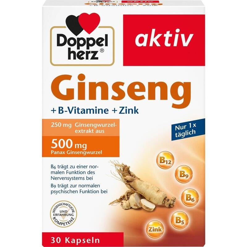 DOPPELHERZ Ginseng 250+B-Vitamine+Zink Kapseln