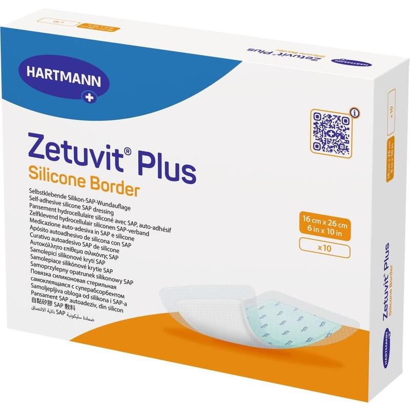 ZETUVIT Plus Silicone Border steril 16x26 cm