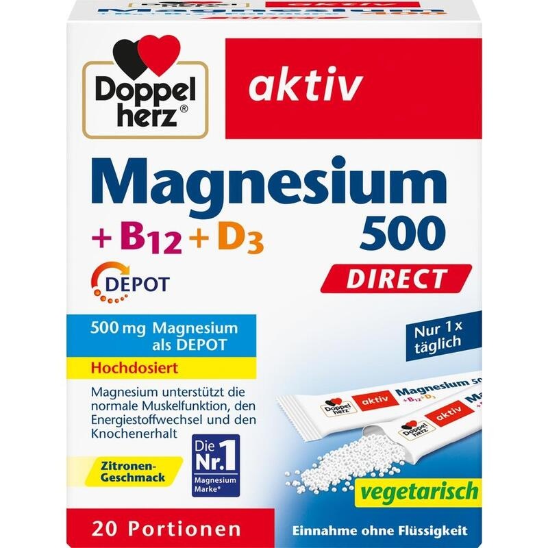 DOPPELHERZ Magnesium 500+B12+D3 Depot DIRECT Pell.