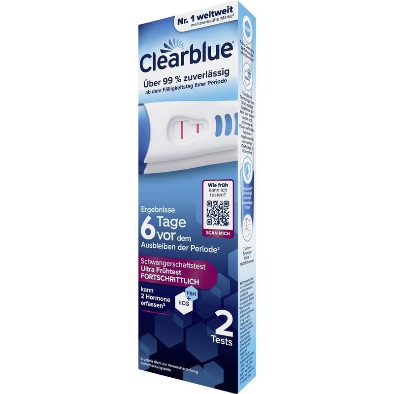 CLEARBLUE Schwangerschaftst.6 Tage vor 2 Hormone